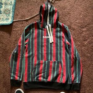 Savage embroidered striped pullover
